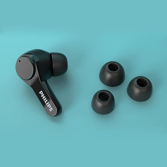 Philips Audio TAT3217BK True Wireless Earbuds with 4 Mic ENC for Crystal Clear Calling, 26 Hr Playtime, IPX5 Water Resistance | App Support, 10mm Neodymium Drivers for Rich Sound & Punchy Bas