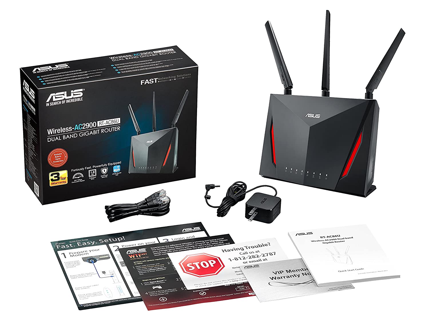 ASUS RT-AC86U  Dual Band Gigabit Gaming WiFi Router (Black)