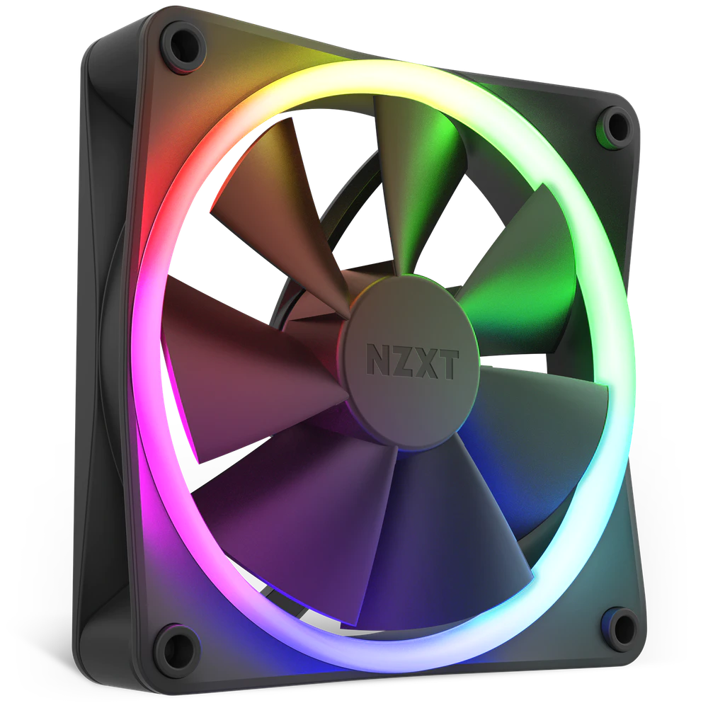 NZXT F120 RGB Fans - RF-R12SF-B1 - Advanced RGB Lighting Customization - Whisper Quiet Cooling - Single (RGB Fan & Controller Required & NOT Included) - 120mm Fan - Black