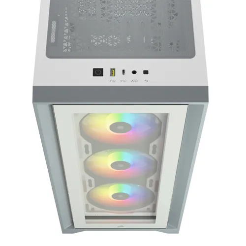 Corsair iCUE4000X RGB Tempered Glass Mid-Tower Gaming Case - White