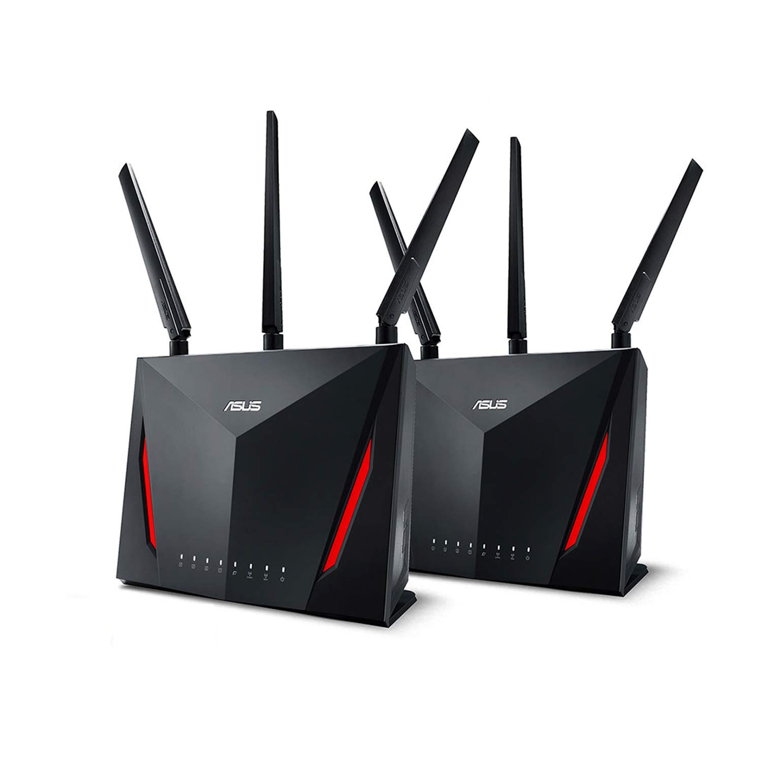 Asus RT-AC86U (2 Pack) AiMesh AC2900 Dual Band WiFi System (Black) for Large Homes, AiProtection Pro Network Security Powered by Trend Micro, Adaptive QoS