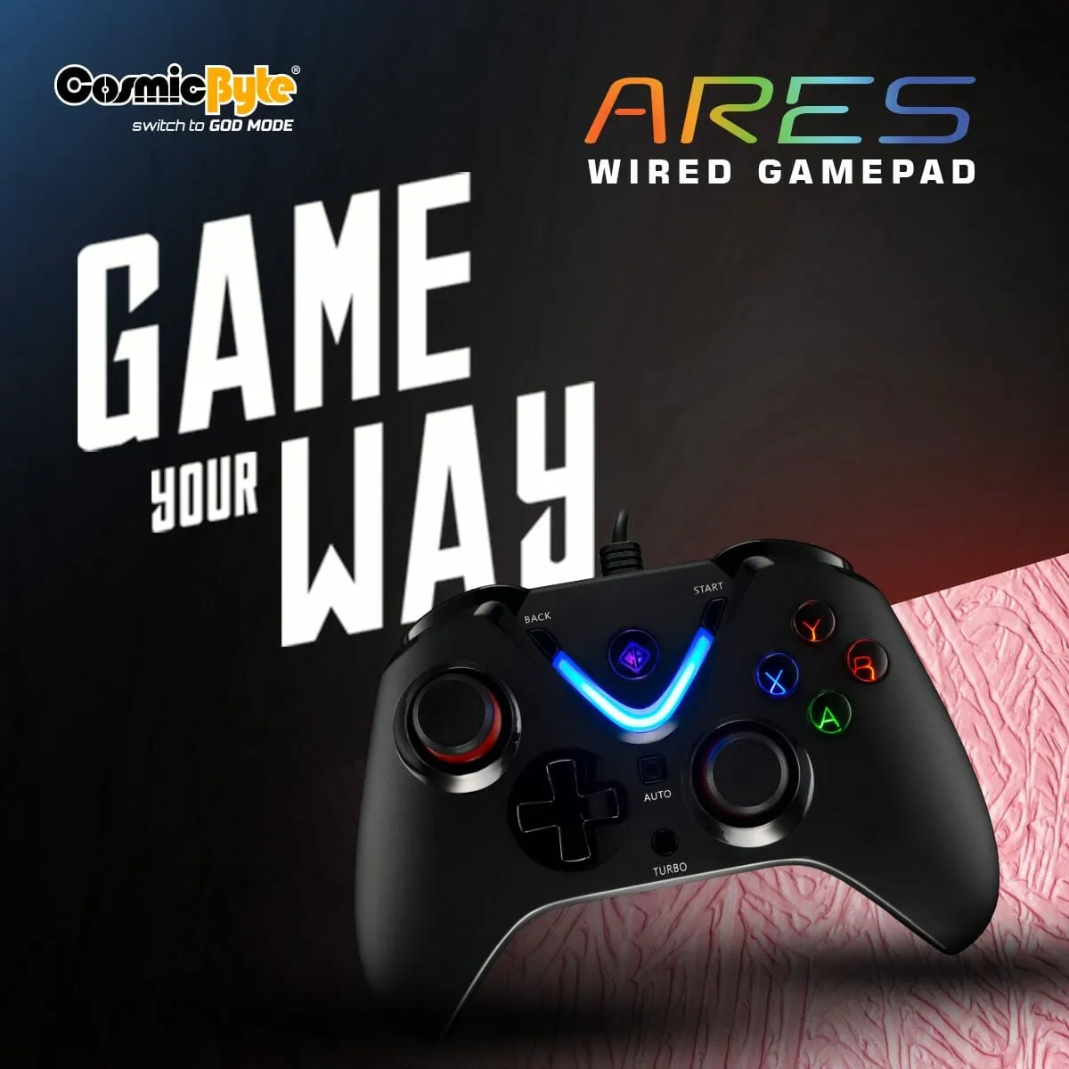 Cosmic Byte ARES Wired Controller for PC  (Black) hover view