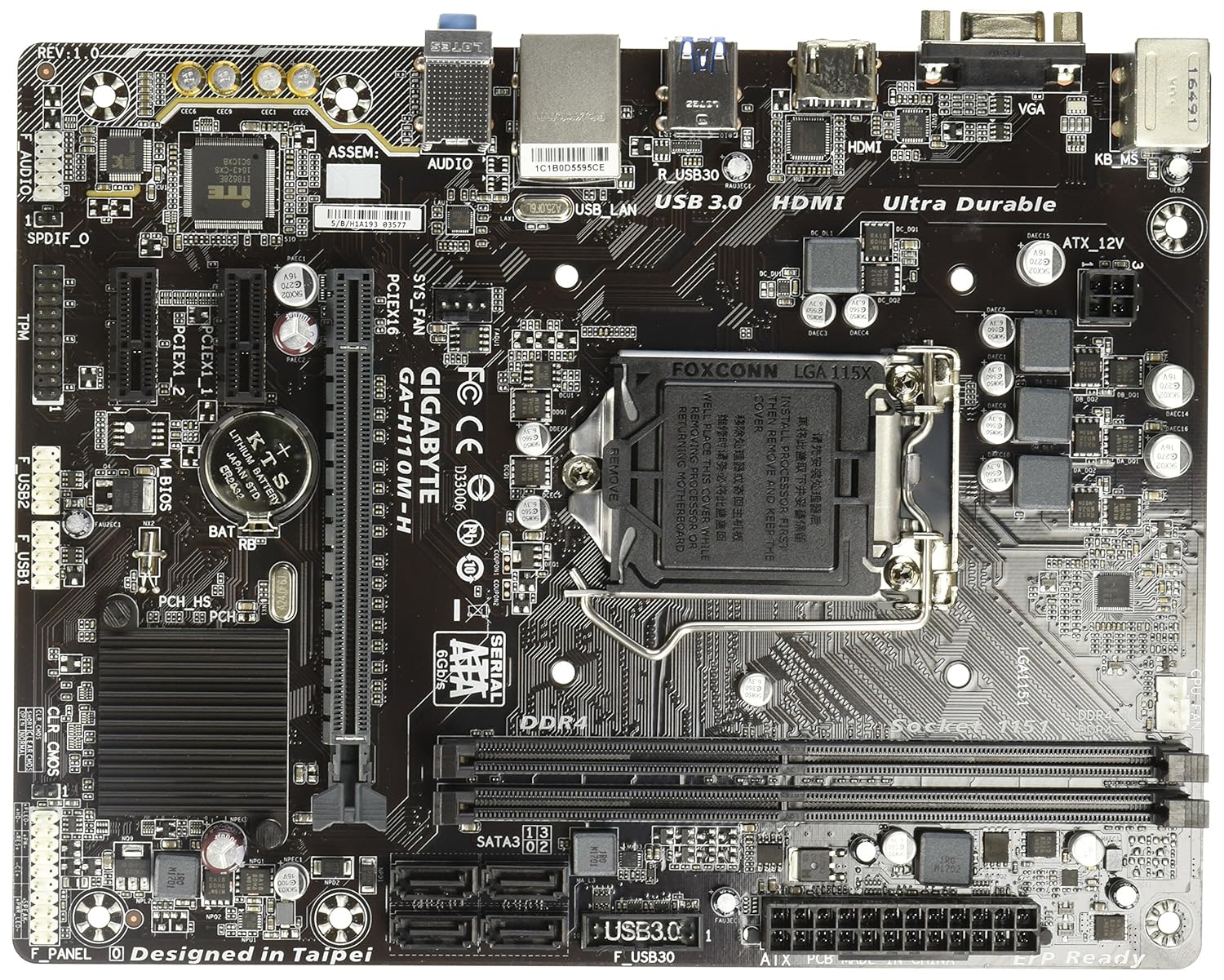 Gigabyte GA-H110M-H MicroATX Motherboard Socket LGA 1151 DDR4 6th and 7th Gen Intel®