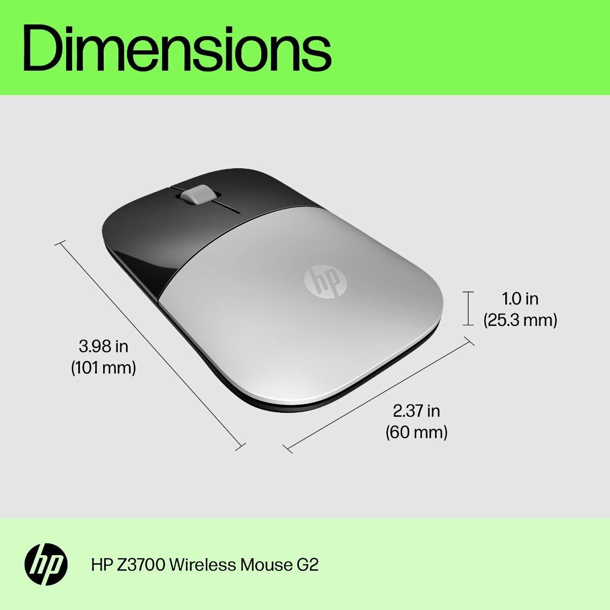 HP Z3700 Silver Wireless Mouse hover view
