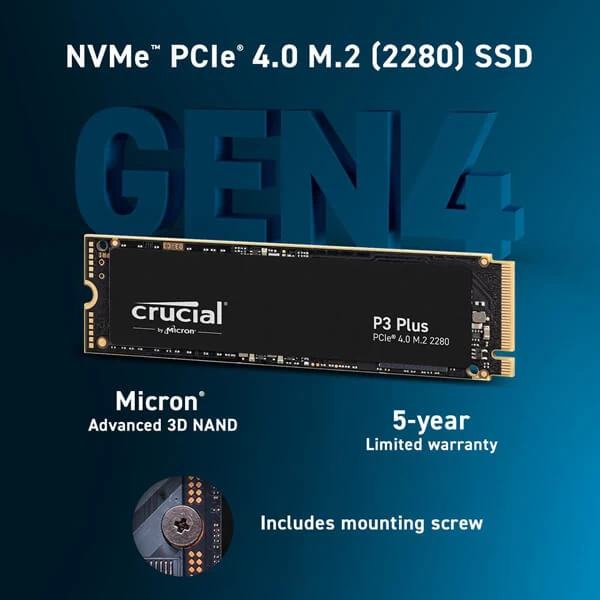 Crucial P3 Plus 500GB M.2 NVMe Internal SSD