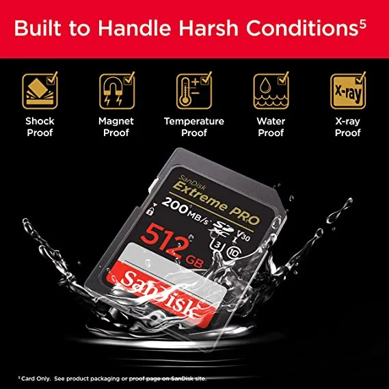 SanDisk 512GB Extreme PRO SDXC UHS-I Memory Card - C10, U3, V30, 4K UHD, SD Card