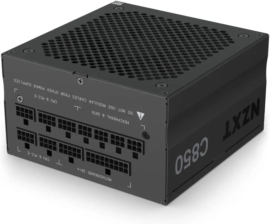 NZXT C850 PSU (2022) - PA-8G1BB-US - 850 Watt PSU - 80+ Gold Certified - Fully Modular - Sleeved Cables - ATX Gaming Power Supply