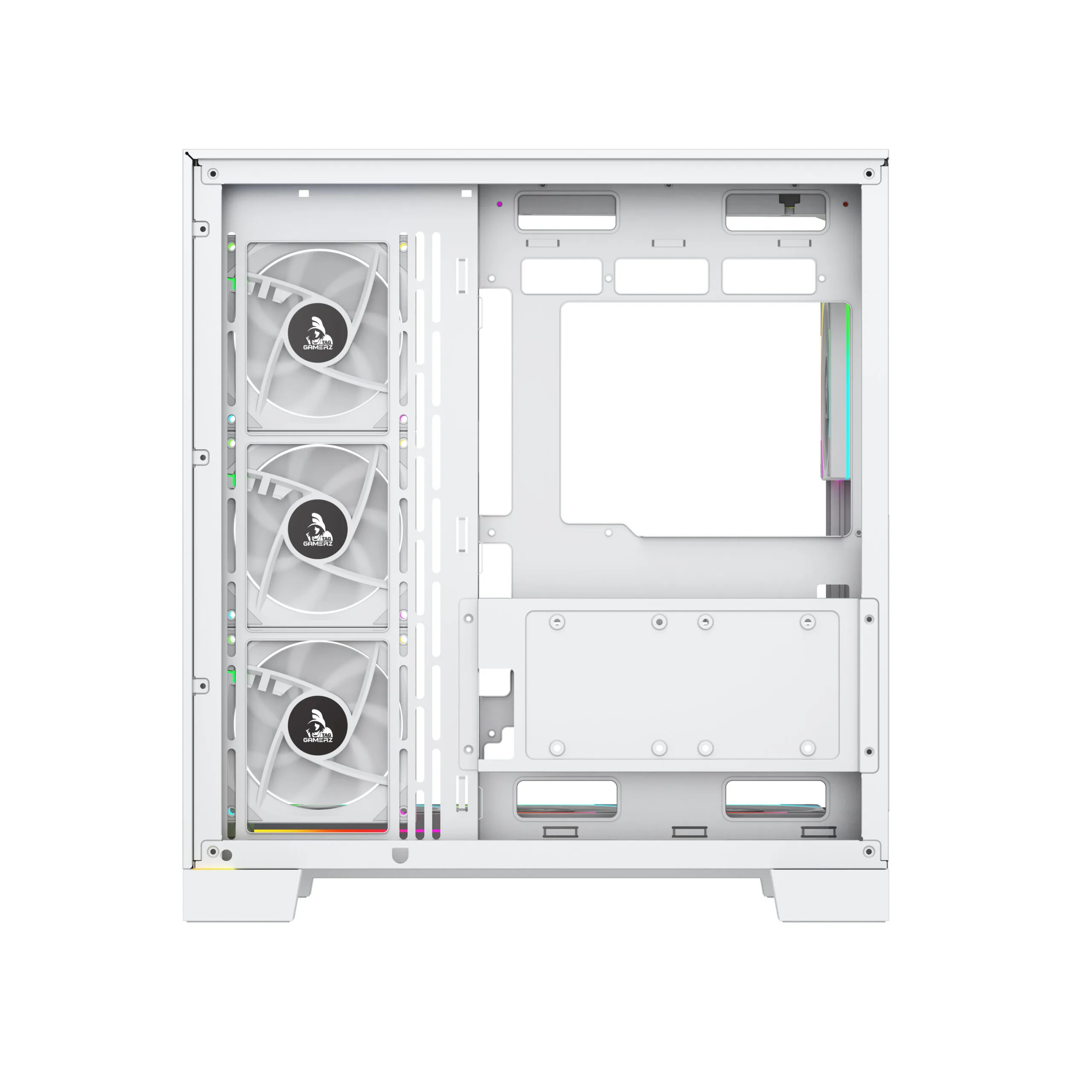 TAG Gamerz Supernova Mid-Tower Computer Case/Gaming Cabinet with 3 Side Glass Panoramic View| Pre-Installed 7 High-Performance ARGB Fans | Support Reverse Connection motherboards -PC CASE Whi