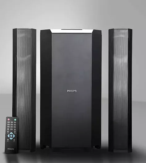 Philips Convertible Soundbar MMS8090B/94 2.1 Channel 80W, Optical-Connectivity Option with Supporting USB, AUX, FM & Remote Control