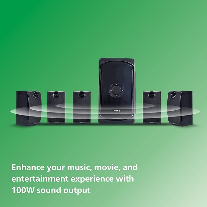 Philips Audio TAV7587 5.1 Channel 100W Bluetooth Multimedia Speaker System with 5x15W Satellite Speakers, Multi-Connectivity