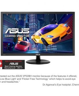 Asus vp228h gaming monitor - 54.6cm(21.5) fhd (1920x1080) , 1ms, low blue light, flicker free