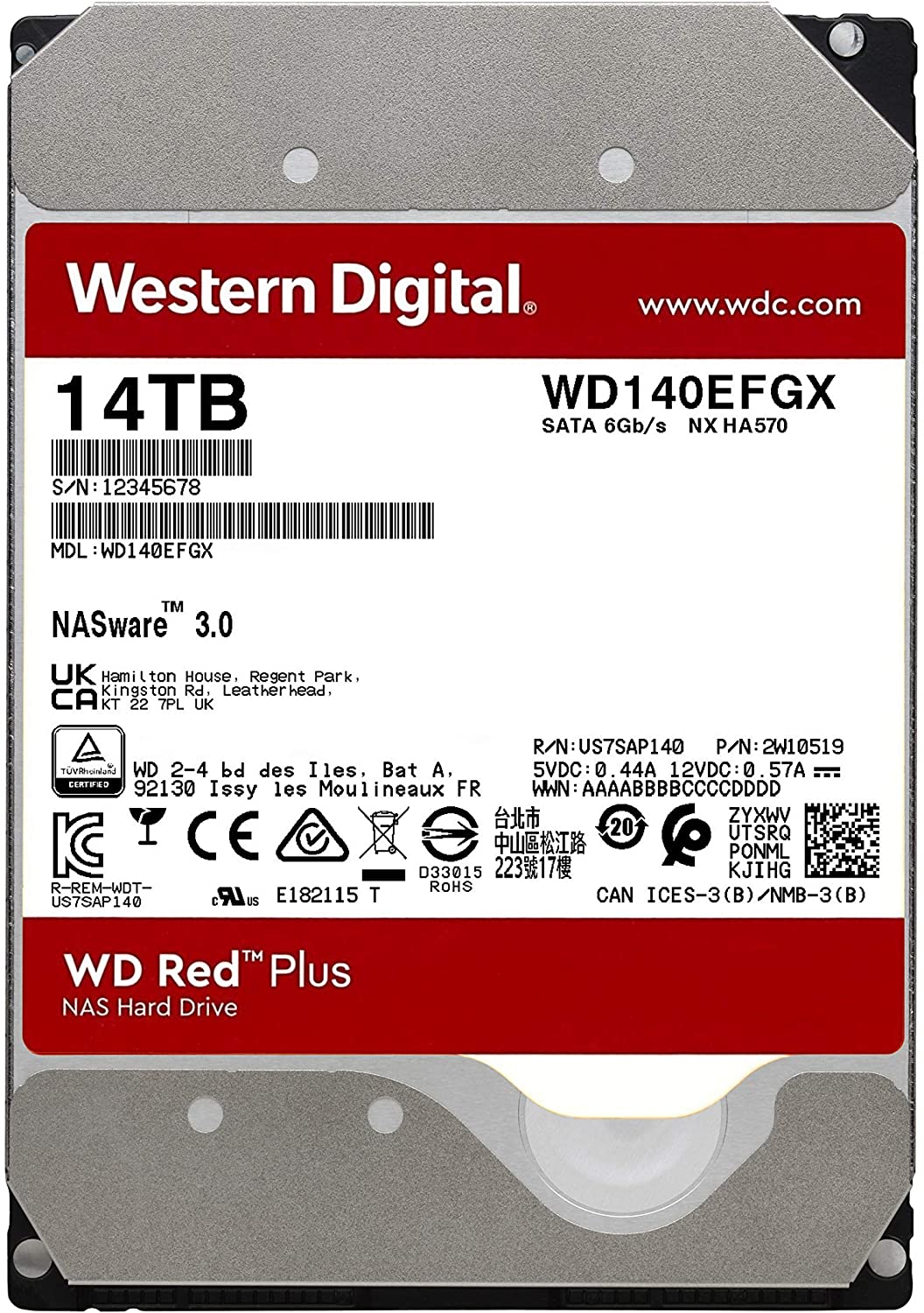 Have en picnic Seraph Sikker Western Digital 14TB WD Red Plus NAS Internal Hard Drive HDD - 7200 RPM,  SATA 6 GB/s, CMR, 512 MB Cache, 3.5" - WD140EFGX - Online Gaming Computer  Accessories store
